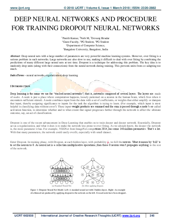 (PDF) Deep Neural Networks and Procedure for Training Dropout Neural ...