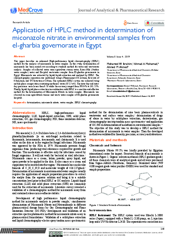 (PDF) Application of HPLC method in determination of miconazole nitrate ...