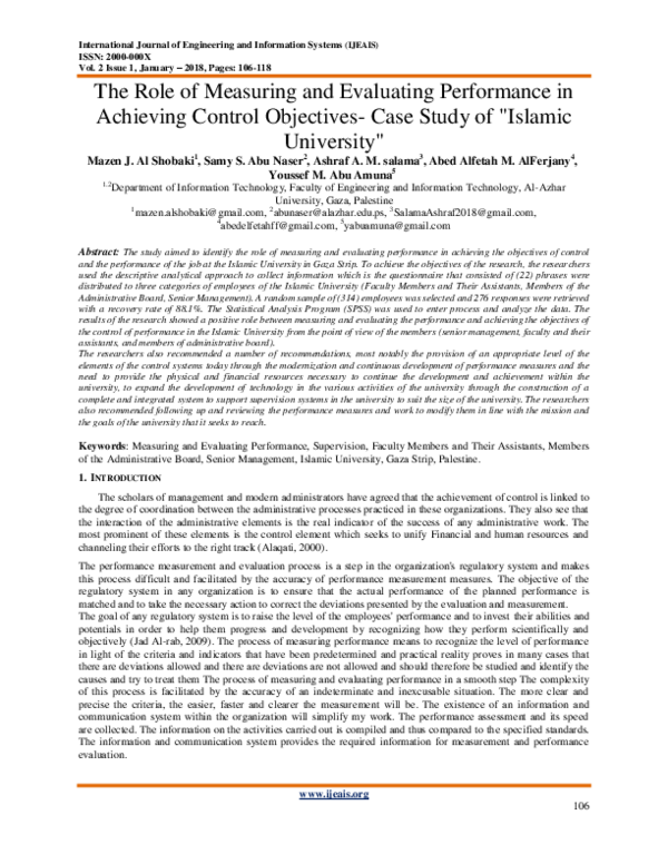 (PDF) The Role of Measuring and Evaluating Performance in Achieving ...