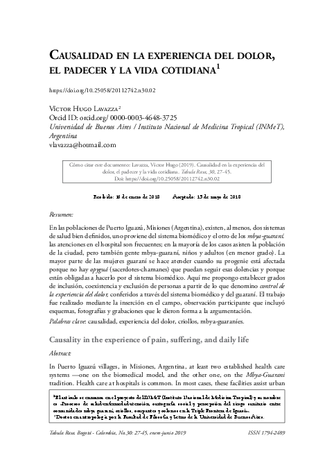 (PDF) Causalidad en la experiencia del dolor, el padecer y la vida ...