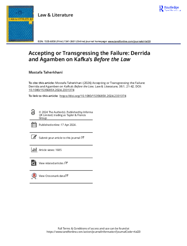(PDF) Accepting or Transgressing the Failure: Derrida and Agamben on ...