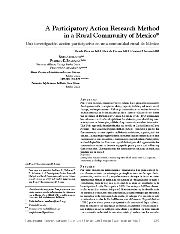 (PDF) A Participatory Action Research Method in a Rural Community of Mexico