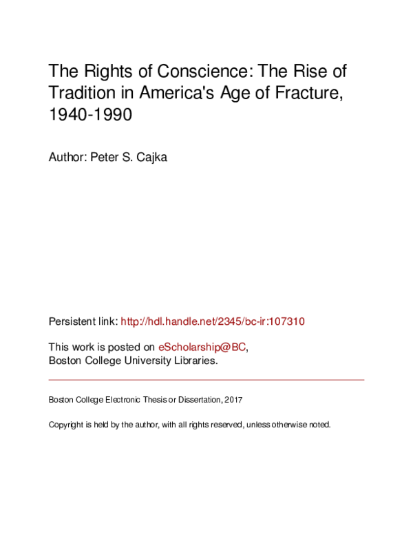 (PDF) The Rights of Conscience: The Rise of Tradition in America's Age ...