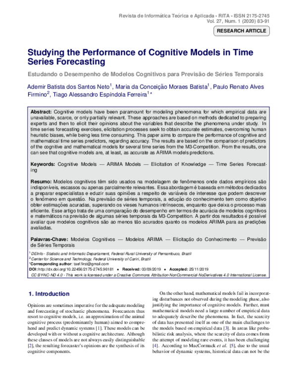 (PDF) Studying the Performance of Cognitive Models in Time Series ...