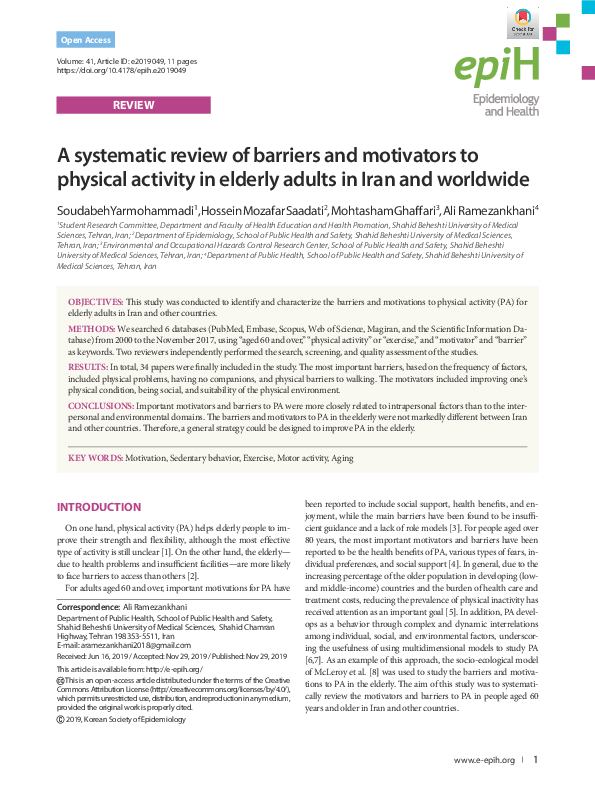 (PDF) A systematic review of barriers and motivators to physical ...