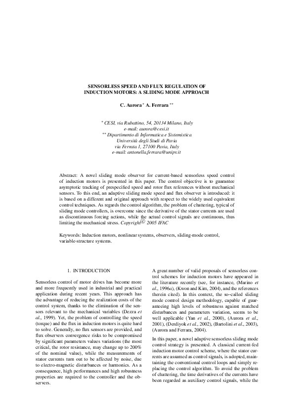 (PDF) Sensorless speed and flux regulation of induction motors: A ...