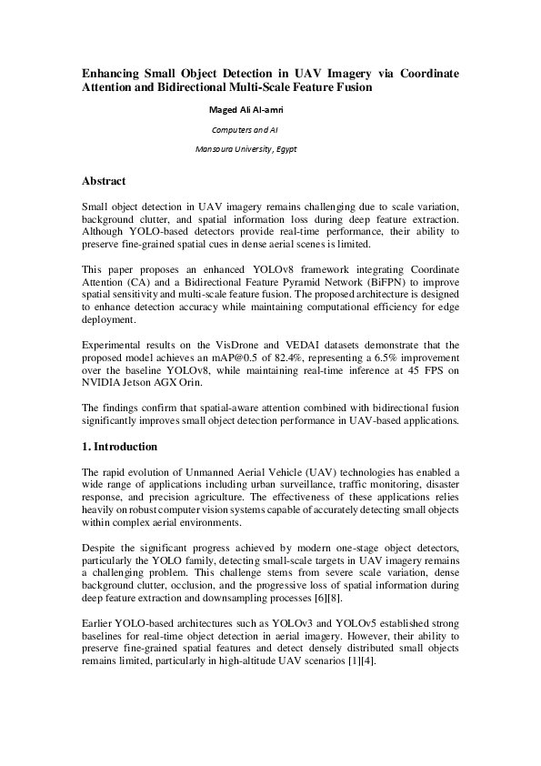 (PDF) Enhancing Small Object Detection in UAV Imagery via Coordinate ...