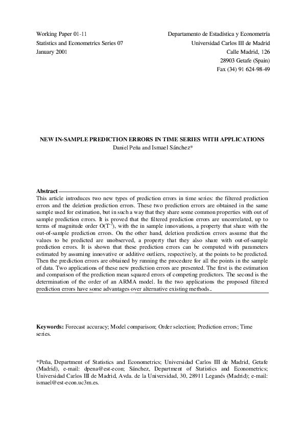 (PDF) New in-sample prediction errors in time series with applications
