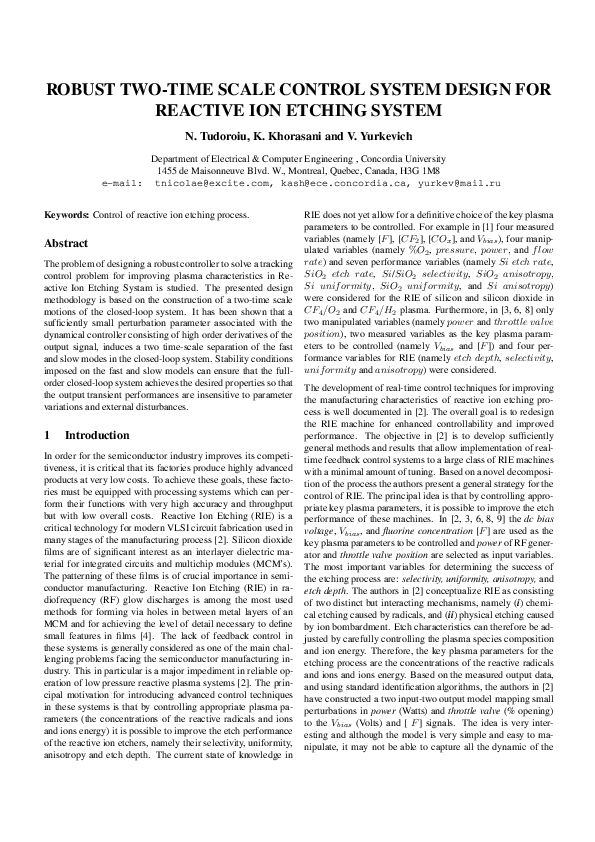 (PDF) Robust two-time scale control system design for reactive Ion ...