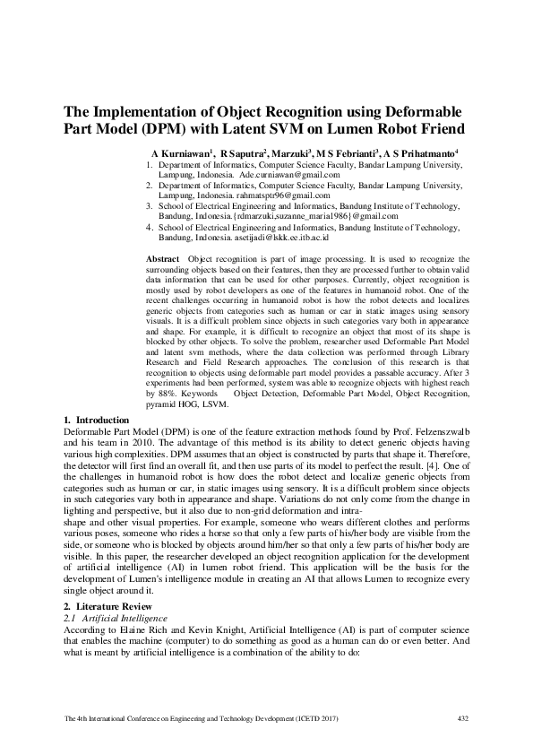 (PDF) The Implementation of Object Recognition using Deformable Part ...