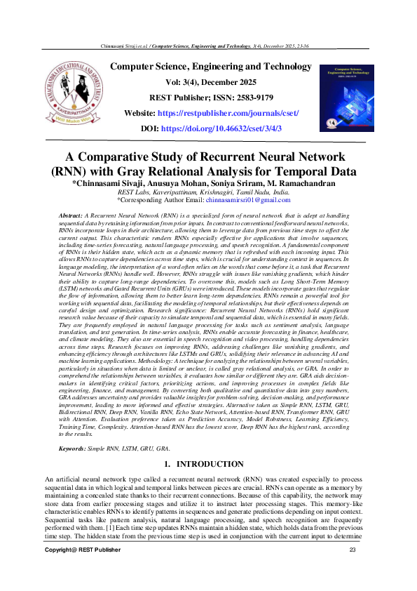 (PDF) A Comparative Study of Recurrent Neural Network (RNN) with Gray ...