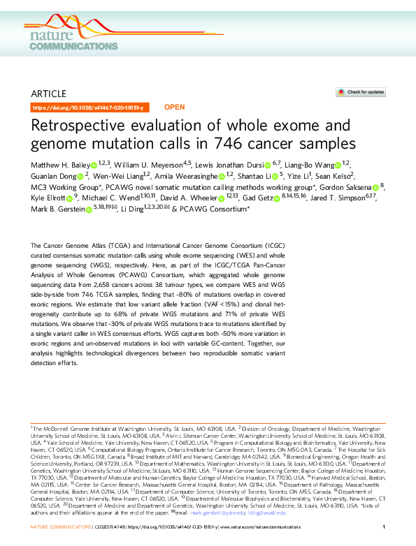 (PDF) Retrospective evaluation of whole exome and genome mutation calls ...