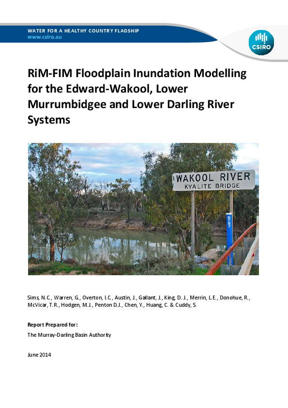 (PDF) RiM-FIM floodplain inundation modelling for the Edward-Wakool ...