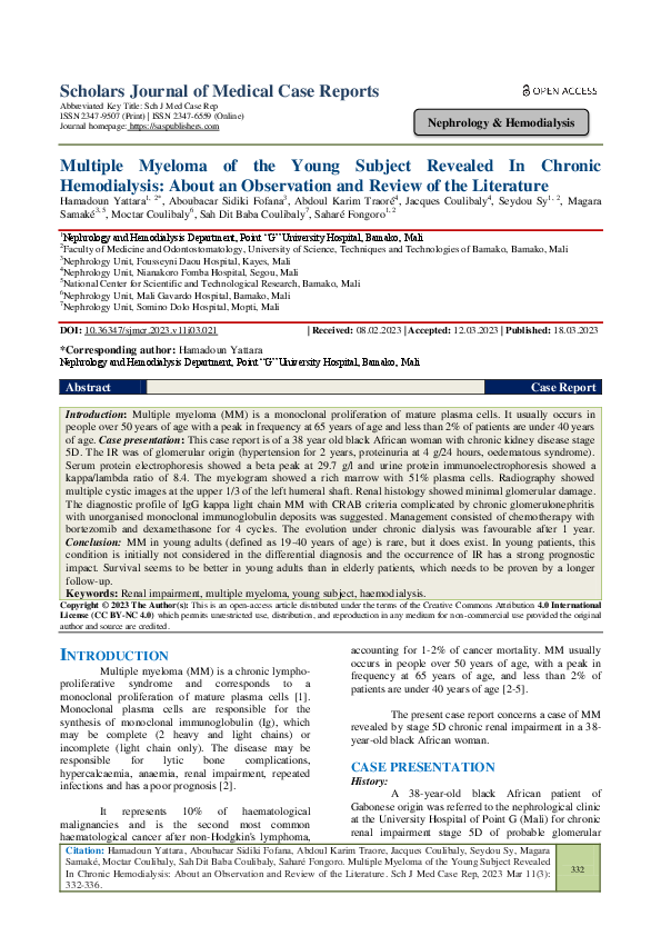 (PDF) Multiple Myeloma of the Young Subject Revealed In Chronic ...