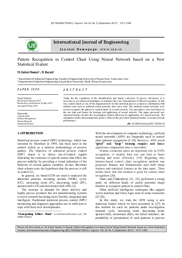 (PDF) Pattern Recognition in Control Chart Using Neural Network based ...