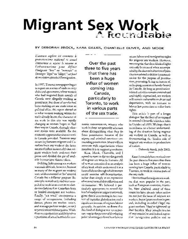 (PDF) Migrant Sex Work: A Roundtable Analysis