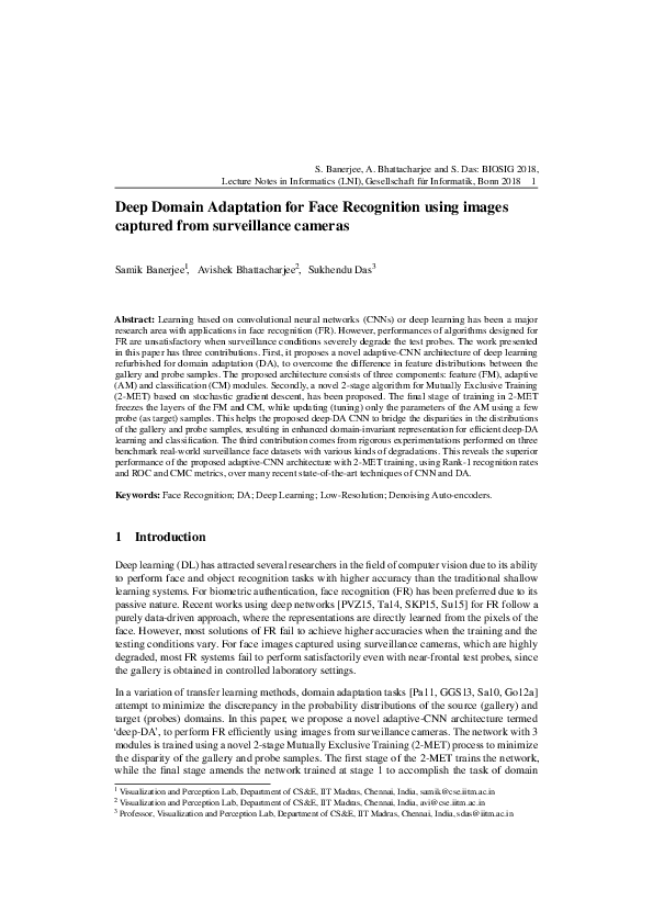 (PDF) Deep Domain Adaptation for Face Recognition using images captured ...