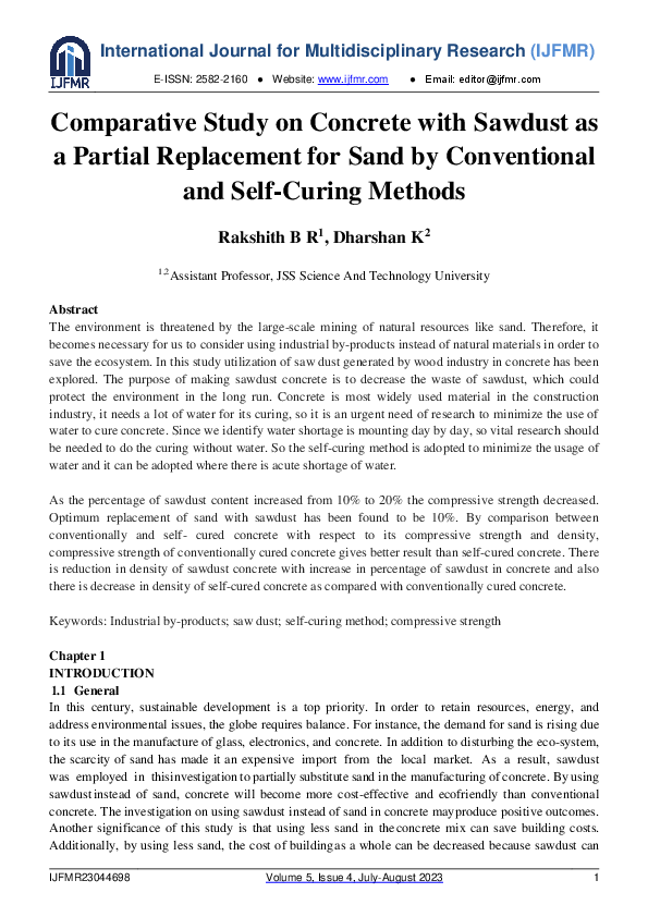 (PDF) Comparative Study on Concrete with Sawdust as a Partial ...