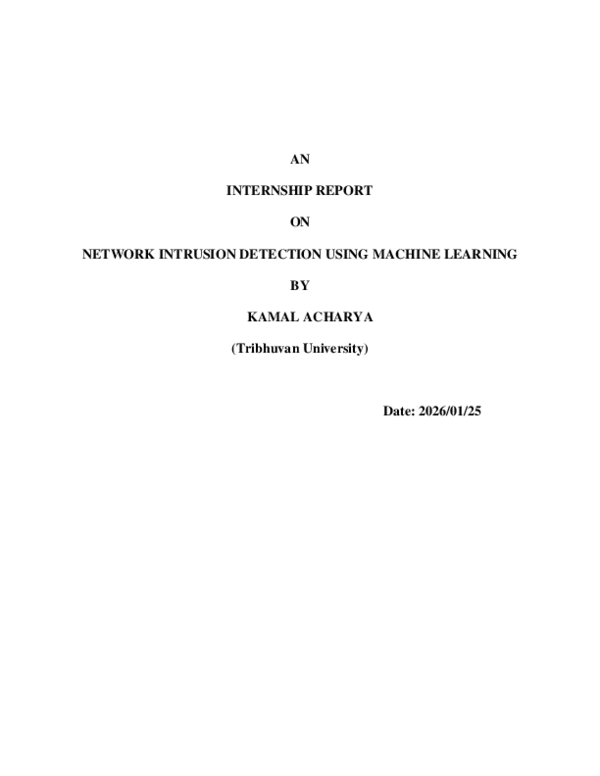 (PDF) Network Intrusion Detection using Machine Learning