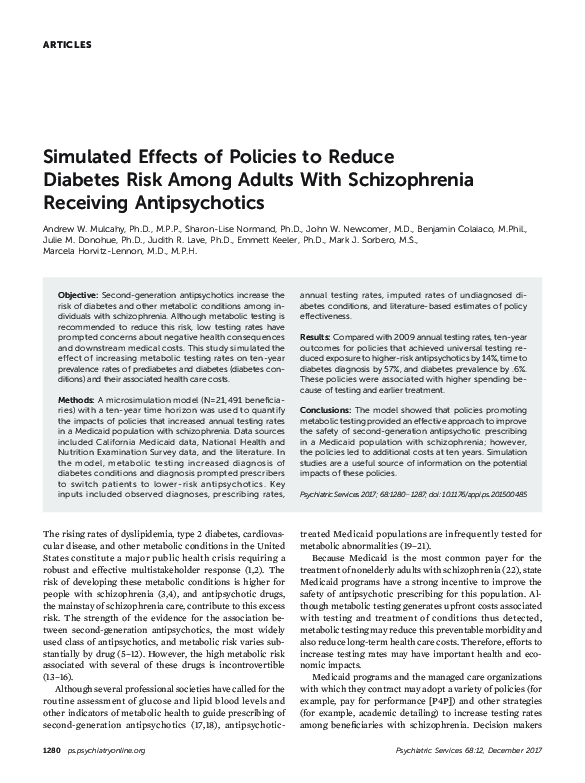 (PDF) Simulated Effects of Policies to Reduce Diabetes Risk Among ...