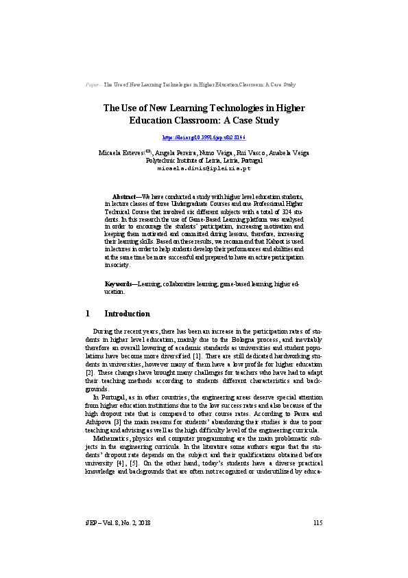 (PDF) The Use of New Learning Technologies in Higher Education ...