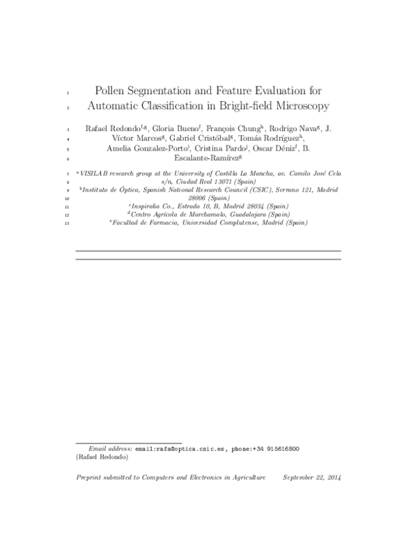(PDF) Pollen segmentation and feature evaluation for automatic ...