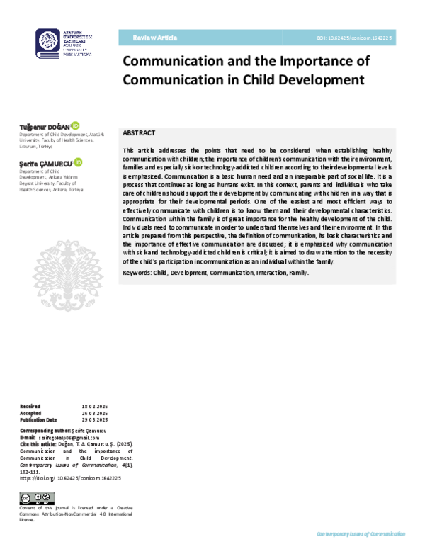 (PDF) Communication and the Importance of Communication in Child ...
