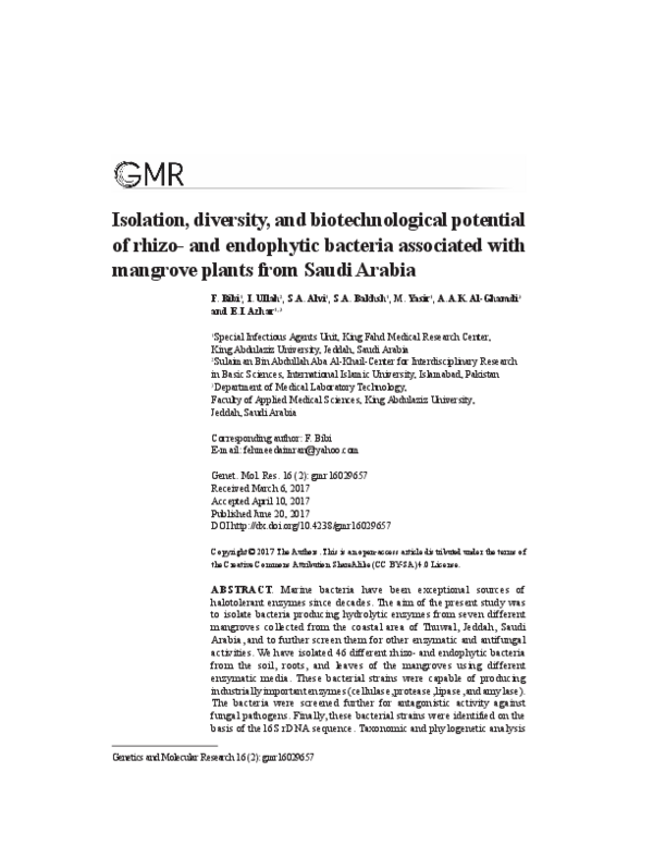 (PDF) Isolation, diversity, and biotechnological potential of rhizo ...