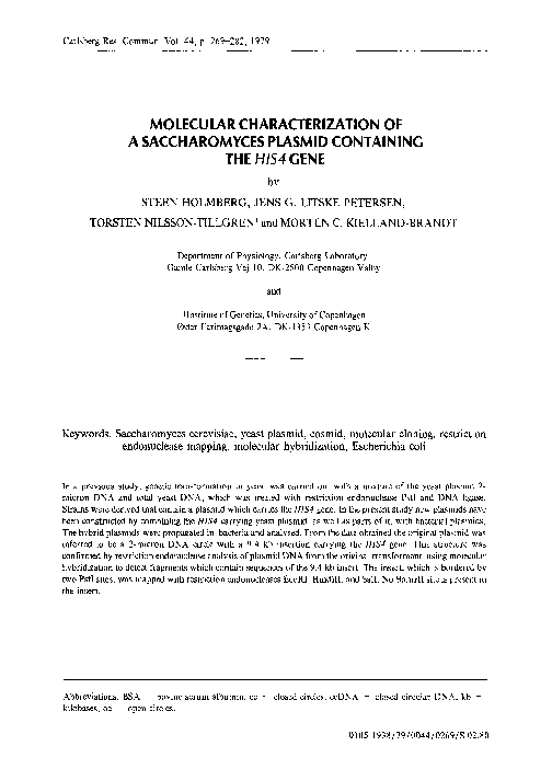 (PDF) Molecular characterization of a Saccharomyces plasmid containing ...