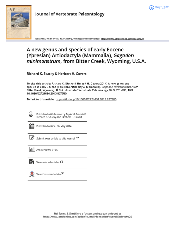 (PDF) A new genus and species of early Eocene (Ypresian) Artiodactyla ...