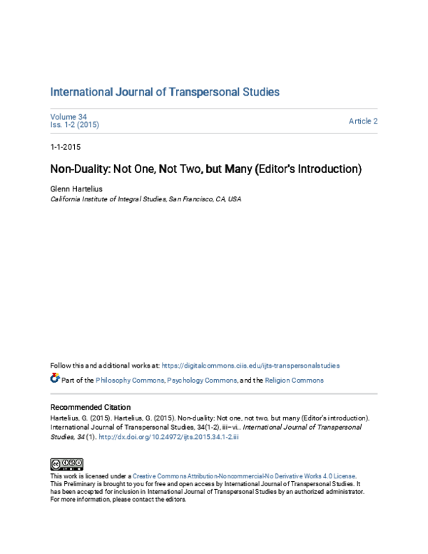 (PDF) Non-Duality: Not One, Not Two, but Many