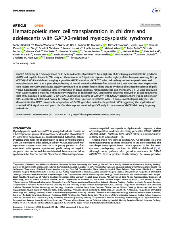 (PDF) Hematopoietic stem cell transplantation in children and ...