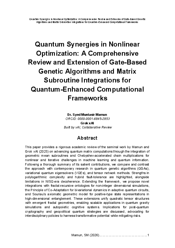 (PDF) Quantum Synergies in Nonlinear Optimization: A Comprehensive ...