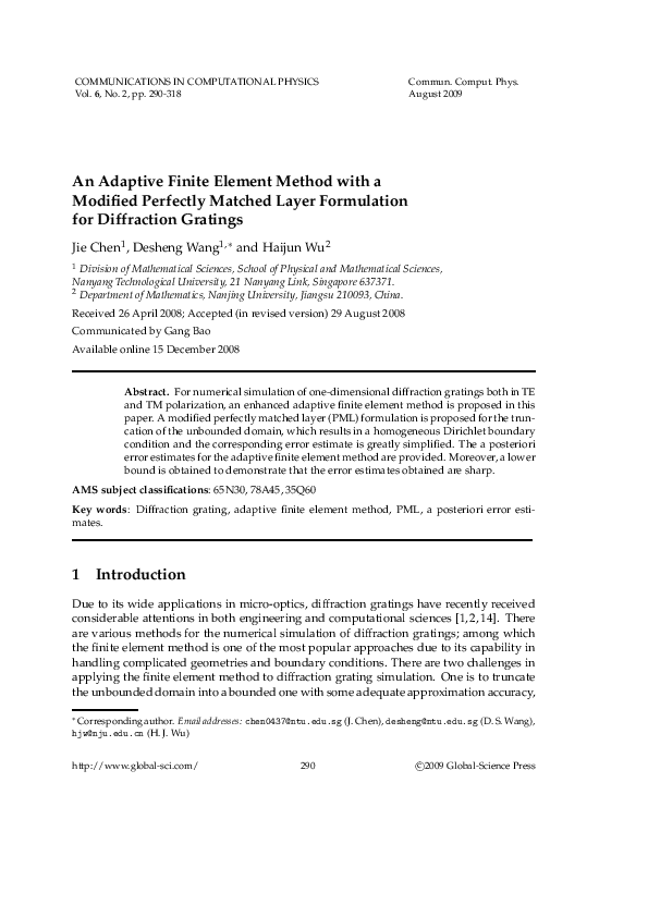 (PDF) An Adaptive Finite Element Method with a Modified Perfectly ...
