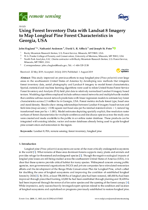 (PDF) Using Forest Inventory Data with Landsat 8 Imagery to Map ...