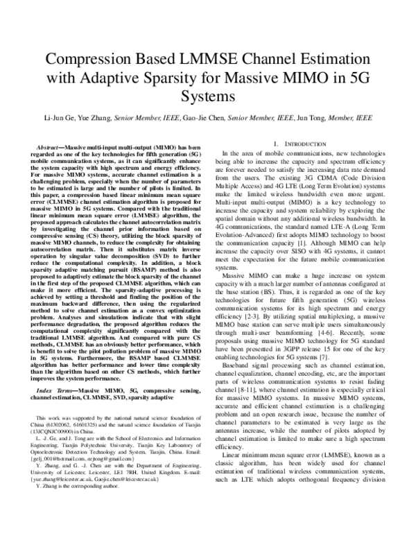 (PDF) Compression-Based LMMSE Channel Estimation With Adaptive Sparsity ...