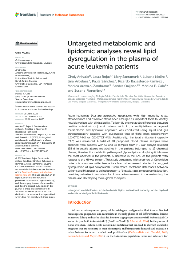 (PDF) Untargeted metabolomic and lipidomic analyses reveal lipid ...