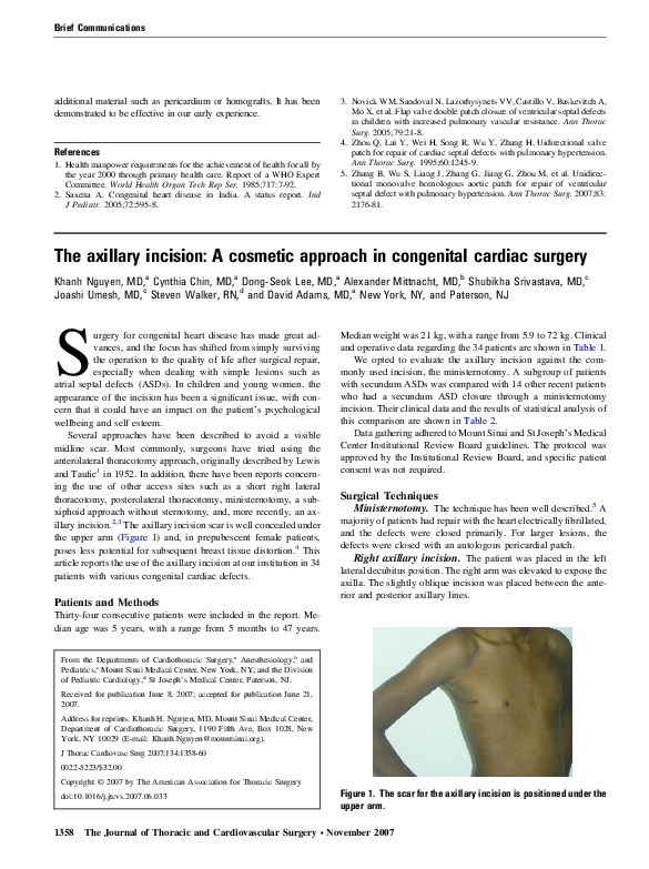 (PDF) The axillary incision: A cosmetic approach in congenital cardiac ...