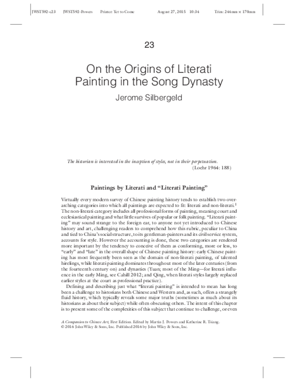 (PDF) On the Origins of Literati Painting in the Song Dynasty
