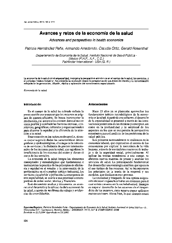 (PDF) Avances y retos de la economía de la salud