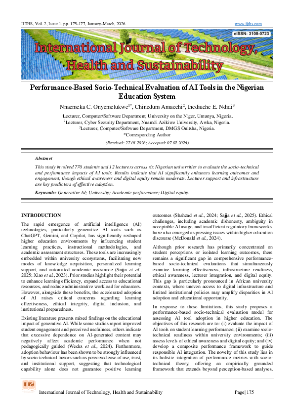 (PDF) Performance-Based Socio-Technical Evaluation of AI Tools in the ...
