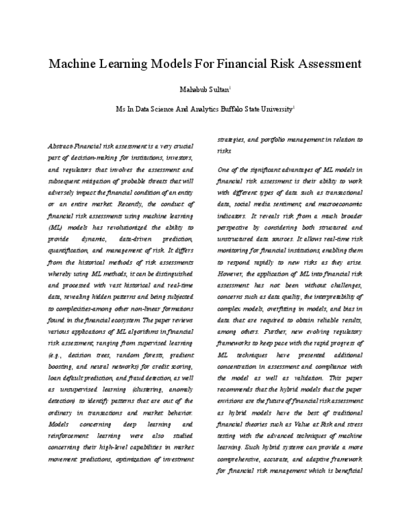(PDF) Machine Learning Models For Financial Risk Assessment (1)