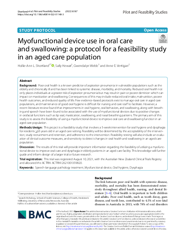 (PDF) Myofunctional device use in oral care and swallowing: a protocol ...