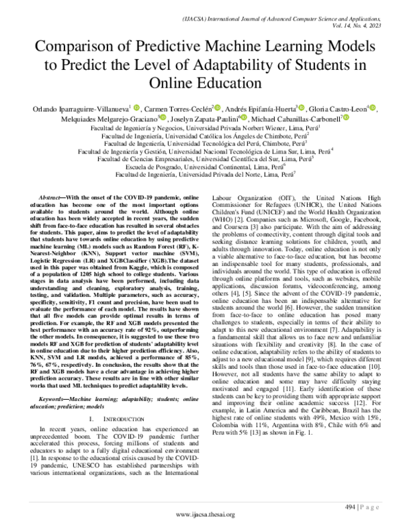 (PDF) Comparison of Predictive Machine Learning Models to Predict the ...