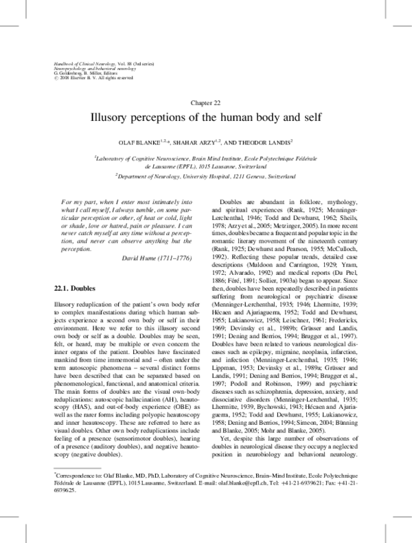 (PDF) Illusory perceptions of the human body and self