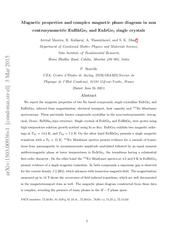 (PDF) Magnetic properties and complex magnetic phase diagram in non ...