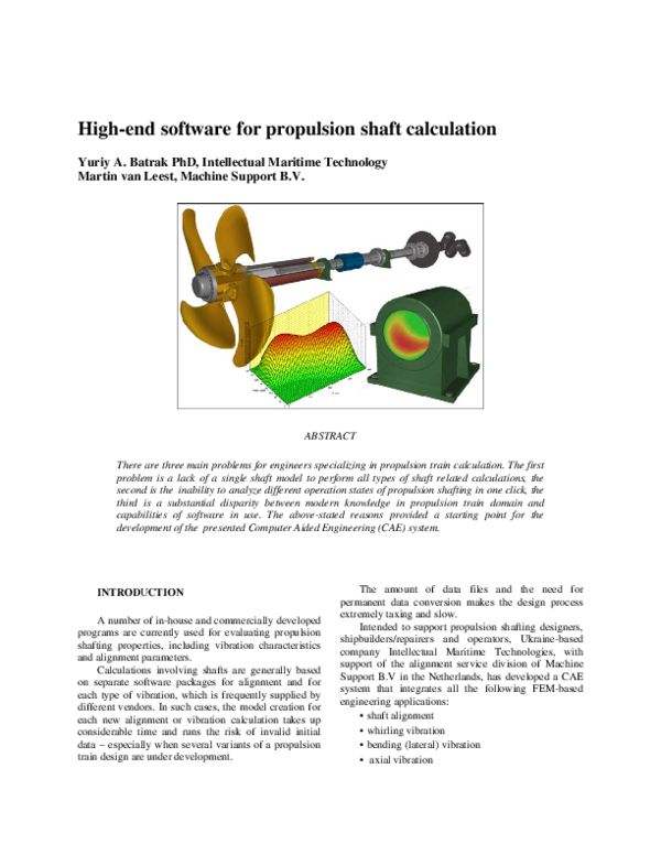 (PDF) High-end Software for Propulsion Shaft Calculation