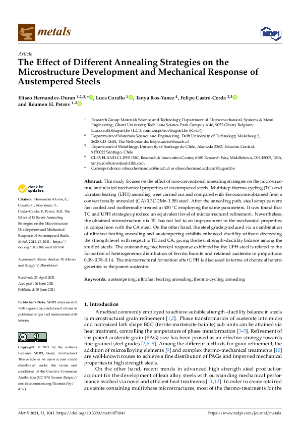 (PDF) The Effect of Different Annealing Strategies on the ...