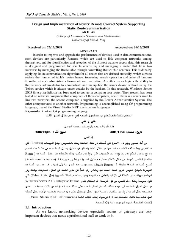 (PDF) Design And Implementation Of Router Remote Control System ...