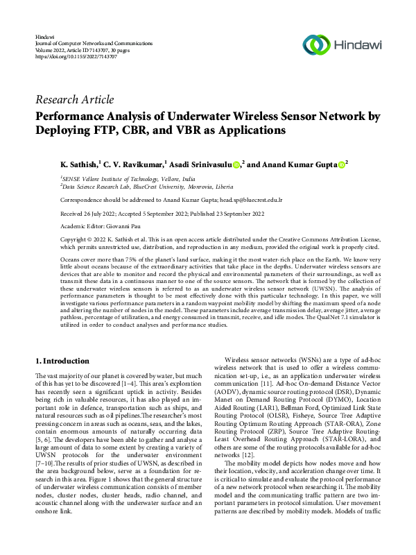 (PDF) Performance Analysis of Underwater Wireless Sensor Network by ...